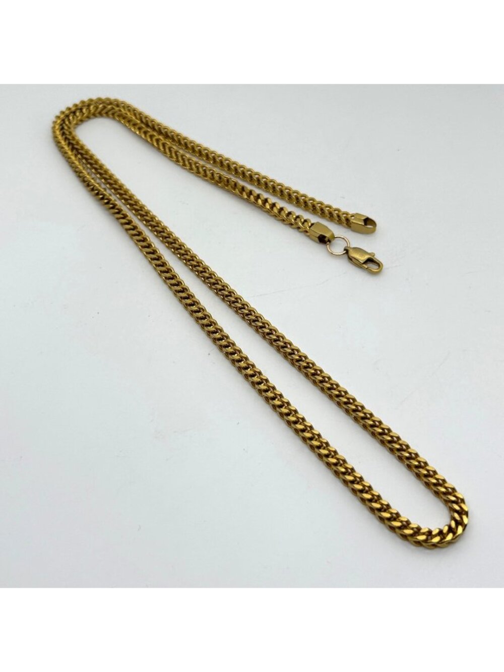 Gold Tone Franco Chain Necklace Square Link 28 Inches Mens Womens Jewelry
